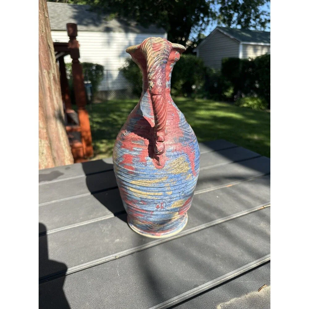 Michael Kennedy Ceramics Multicolor Pottery Jug Vase 12
